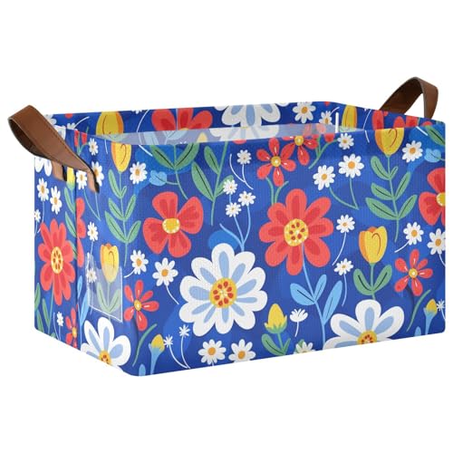 KLL Faltbare Aufbewahrungskörbe mit bunten Blumen, Würfel, mit Griffen, Stoffwürfel, Organizer für Kleidung, Organizer und Aufbewahrung, 2 Stück KLL Faltbare Aufbewahrungskörbe mit bunten Blumen, Würfel, mit Griffen, Stoffwürfel, Organizer für Kleidung, Organizer und Aufbewahrung, 2 Stück von KLL