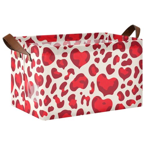 KLL Fashion Bright Love Red Leopard Christmas Large Fabric Storage Cube Basket Bins with Handles Large Decorative Organizer for Organizing Clothes Blankets Toys 2 Pack KLL Fashion Bright Love Red Leopard Christmas Large Fabric Storage Cube Basket Bins with Handles Large Decorative Organizer for Organizing Clothes Blankets Toys 2 Pack von KLL