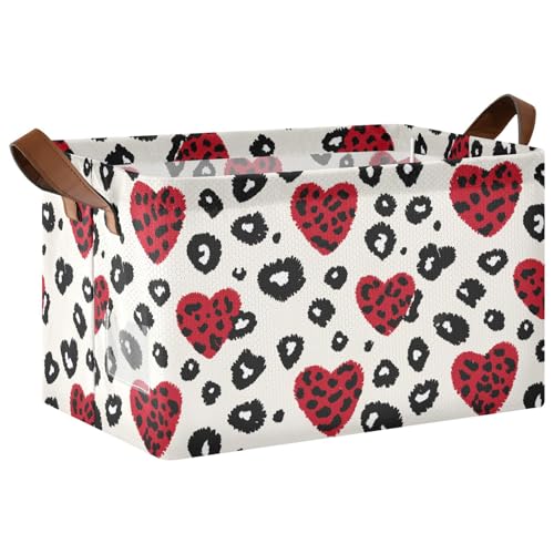 KLL Fashion Love Red Leopard Print Christmas Large Storage Boxes Baskets Bin with Handles Large Decorative Organizer for Organizing Clothes Toy Nursery 2 Pack KLL Fashion Love Red Leopard Print Christmas Large Storage Boxes Baskets Bin with Handles Large Decorative Organizer for Organizing Clothes Toy Nursery 2 Pack von KLL