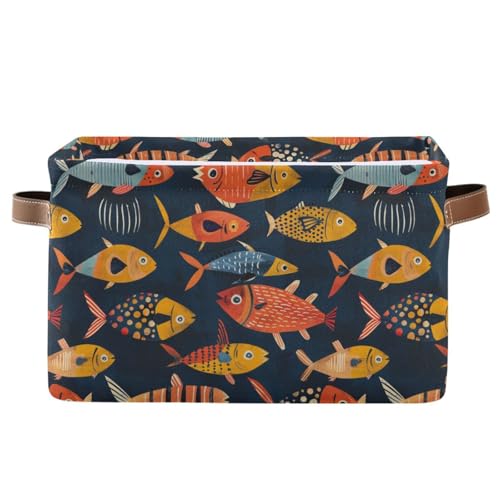 KLL Fisch-Aufbewahrungskörbe, faltbare und wasserdichte Aufbewahrungsbox mit stabilem Griff Wanne niedlich 2er Set für Regale Regale Baby von KLL