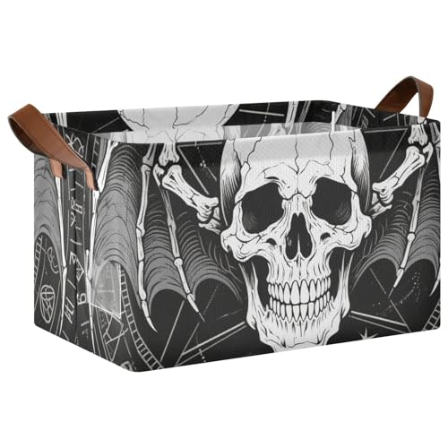 KLL Gothic schwarze Skelett-Roulette-Aufbewahrungskörbe für Regale, Aufbewahrungskörbe mit Griffen, Stoffwürfel, Organizer für die Organisation von Spielzeug, Büchern, Regalen, Schrank, 2 Stück KLL Gothic schwarze Skelett-Roulette-Aufbewahrungskörbe für Regale, Aufbewahrungskörbe mit Griffen, Stoffwürfel, Organizer für die Organisation von Spielzeug, Büchern, Regalen, Schrank, 2 Stück von KLL