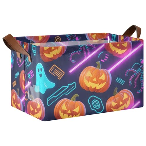 KLL Große Aufbewahrungsboxen für Halloween, Kürbis-Totenkörbe, Aufbewahrungskörbe und Korb mit Griffen, Würfel-Organizer für Regale, Schubladen, Schreibtischschrank, Spielzimmer, Klassenzimmer, Büro von KLL