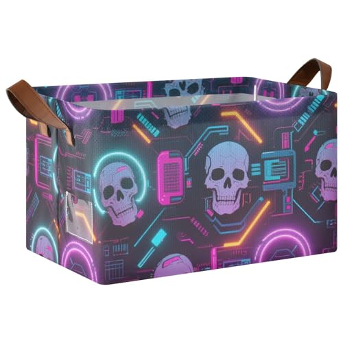 KLL Große Aufbewahrungsboxen für Halloween, mit Totenkopf, würfelförmig, mit Griffen, Schrank-Organizer für Zuhause, Büro, Schrank, Kleidung, Spielzeug, Organizer, 2 Stück KLL Große Aufbewahrungsboxen für Halloween, mit Totenkopf, würfelförmig, mit Griffen, Schrank-Organizer für Zuhause, Büro, Schrank, Kleidung, Spielzeug, Organizer, 2 Stück von KLL