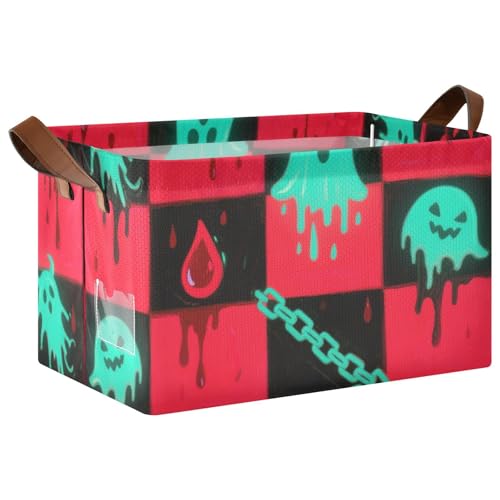 KLL Große Aufbewahrungsboxen für Halloween, roter und schwarzer Kürbis, mit Griffen, Stoff-Organizer für Spielzeug, Bücher, Handtücher und Kleidung, 2 Stück KLL Große Aufbewahrungsboxen für Halloween, roter und schwarzer Kürbis, mit Griffen, Stoff-Organizer für Spielzeug, Bücher, Handtücher und Kleidung, 2 Stück von KLL