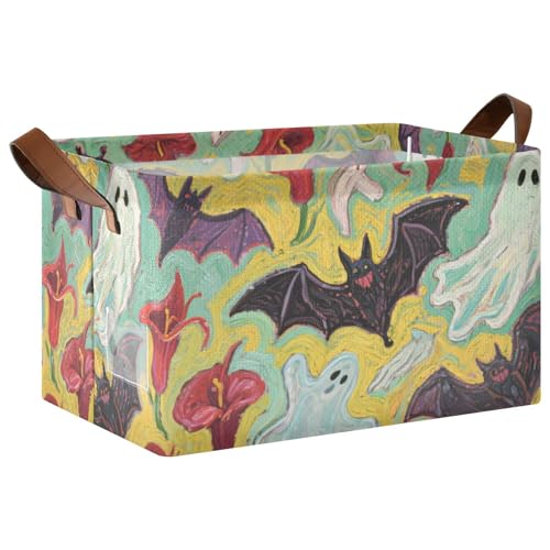 KLL Große Aufbewahrungsboxen für Halloween-Fledermäuse, rote Calla-Lilie, Ölgemälde, Körbe, Aufbewahrungskörbe mit Griffen, Würfel-Organizer für Speisekammer, Regale, Schubladen, Schreibtisch, Schrank KLL Große Aufbewahrungsboxen für Halloween-Fledermäuse, rote Calla-Lilie, Ölgemälde, Körbe, Aufbewahrungskörbe mit Griffen, Würfel-Organizer für Speisekammer, Regale, Schubladen, Schreibtisch, Schrank von KLL