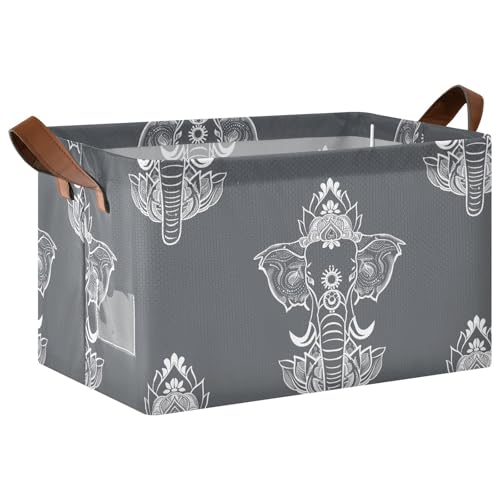 KLL Große Aufbewahrungsboxen im Retro-Stil, Elefant, faltbar, mit Griffen, Würfel-Organizer für Schlafzimmer, Wohnzimmer, Zuhause, 2 Stück KLL Große Aufbewahrungsboxen im Retro-Stil, Elefant, faltbar, mit Griffen, Würfel-Organizer für Schlafzimmer, Wohnzimmer, Zuhause, 2 Stück von KLL