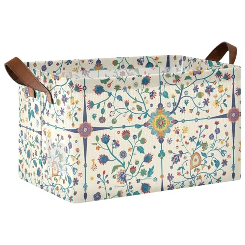 KLL Große Aufbewahrungsboxen im Vintage-Stil mit Blumenmuster, Körbe, Aufbewahrungskörbe und Korb mit Griffen, Behälter für die Organisation von Regalen, Schränken, Kleiderschränken, 2 Stück KLL Große Aufbewahrungsboxen im Vintage-Stil mit Blumenmuster, Körbe, Aufbewahrungskörbe und Korb mit Griffen, Behälter für die Organisation von Regalen, Schränken, Kleiderschränken, 2 Stück von KLL