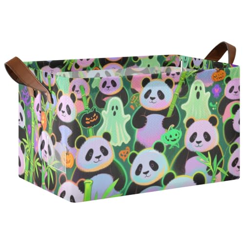 KLL Große Aufbewahrungsboxen mit Aufschrift "Happy Halloween", weißer Panda, dekorative Aufbewahrungskörbe mit Griffen, Stoffwürfel, Organizer für Regale, Schubladen, Schreibtischschrank, Spielzimmer KLL Große Aufbewahrungsboxen mit Aufschrift "Happy Halloween", weißer Panda, dekorative Aufbewahrungskörbe mit Griffen, Stoffwürfel, Organizer für Regale, Schubladen, Schreibtischschrank, Spielzimmer von KLL