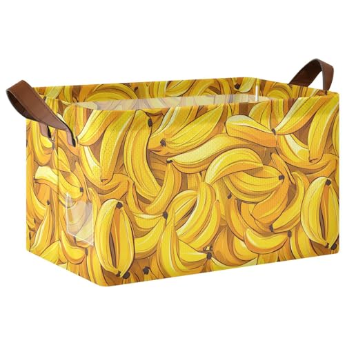 KLL Große Aufbewahrungsboxen mit Cartoon-Bananenmotiv, Stoff-Aufbewahrungskörbe mit Griffen, dekorativer Korb-Organizer für Spielzeug, Bücher, Handtücher und Kleidung, 2 Stück KLL Große Aufbewahrungsboxen mit Cartoon-Bananenmotiv, Stoff-Aufbewahrungskörbe mit Griffen, dekorativer Korb-Organizer für Spielzeug, Bücher, Handtücher und Kleidung, 2 Stück von KLL