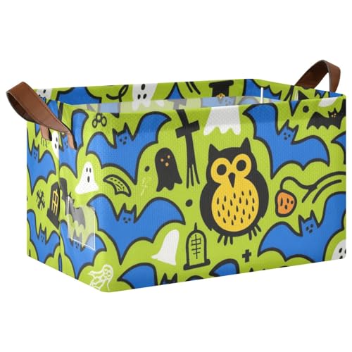 KLL Große Aufbewahrungsboxen mit Cartoon-Motiv, Halloween, Fledermäuse, Eule, mit Griffen, Stoffwürfel, Organizer für Schrank, Stoff, Spielzeug, Geschenk, 2 Stück KLL Große Aufbewahrungsboxen mit Cartoon-Motiv, Halloween, Fledermäuse, Eule, mit Griffen, Stoffwürfel, Organizer für Schrank, Stoff, Spielzeug, Geschenk, 2 Stück von KLL