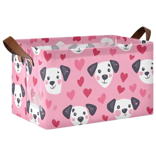 KLL Große Aufbewahrungsboxen mit Cartoon-Motiv, niedlicher Hund, rosa Herzform, Körbe mit Griffen, Behälter für Organisation, Regal, Kleidung, Zuhause, Büro, 2 Stück von KLL
