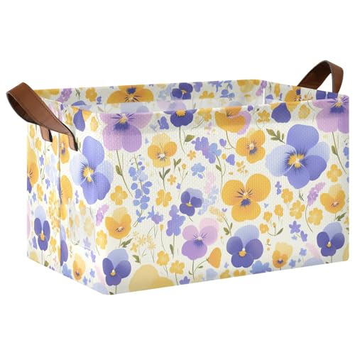 KLL Große Aufbewahrungsboxen mit Stiefmütterchen und Blumen, mit Griffen, Würfelorganizer für Regale, Schubladen, Schreibtischschrank, Spielzimmer, Klassenzimmer, Büro, 2 Stück KLL Große Aufbewahrungsboxen mit Stiefmütterchen und Blumen, mit Griffen, Würfelorganizer für Regale, Schubladen, Schreibtischschrank, Spielzimmer, Klassenzimmer, Büro, 2 Stück von KLL