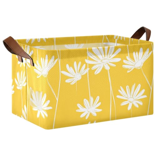 KLL Große Aufbewahrungsboxen mit gelben Blumen, faltbar, mit Griffen, großer dekorativer Organizer für Schrank, Regal, Kommode, 2 Stück KLL Große Aufbewahrungsboxen mit gelben Blumen, faltbar, mit Griffen, großer dekorativer Organizer für Schrank, Regal, Kommode, 2 Stück von KLL