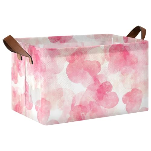 KLL Große Aufbewahrungsboxen mit pinken Blumen, dekorative Aufbewahrungskörbe mit Griffen, faltbar, Schrank-Organizer für Regale für Spielzeug, Bücher, Handtücher und Kleidung, 2 Stück von KLL