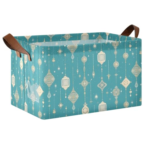 KLL Große Aufbewahrungskörbe aus Stoff mit Griffen im Retro-Stil mit Lichtern, Stoffwürfel, Organizer für Regale, Schrank, 2 Stück KLL Große Aufbewahrungskörbe aus Stoff mit Griffen im Retro-Stil mit Lichtern, Stoffwürfel, Organizer für Regale, Schrank, 2 Stück von KLL
