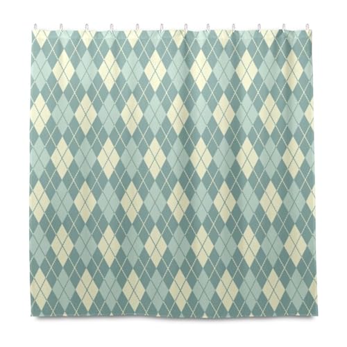 KLL Grünes Karomuster, dekorativer Duschvorhang, wasserdicht, mit Haken, Polyester, maschinenwaschbar, schicker Vorhang für Hotel, Bad, Herbst, Dekoration, Halloween-Dekoration, 183 x 183 cm KLL Grünes Karomuster, dekorativer Duschvorhang, wasserdicht, mit Haken, Polyester, maschinenwaschbar, schicker Vorhang für Hotel, Bad, Herbst, Dekoration, Halloween-Dekoration, 183 x 183 cm von KLL
