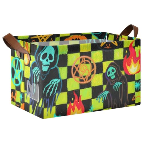 KLL Halloween Aufbewahrungskörbe aus Stoff, Gelb und Schwarz, mit Griffen, Würfelbehälter für Regale, Schränke, Schubladen, 2 Stück KLL Halloween Aufbewahrungskörbe aus Stoff, Gelb und Schwarz, mit Griffen, Würfelbehälter für Regale, Schränke, Schubladen, 2 Stück von KLL
