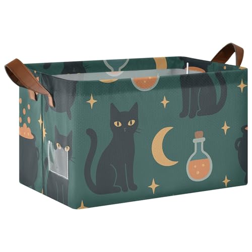 KLL Halloween-Aufbewahrungskörbe mit schwarzen Katzen und Mondmuster, grüne Aufbewahrungskörbe mit Griffen, Würfel-Organizer für Schrank, Organizer, Regal, Schrank, Bücherregal, 2 Stück KLL Halloween-Aufbewahrungskörbe mit schwarzen Katzen und Mondmuster, grüne Aufbewahrungskörbe mit Griffen, Würfel-Organizer für Schrank, Organizer, Regal, Schrank, Bücherregal, 2 Stück von KLL