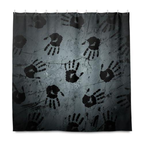 KLL Halloween-Duschvorhang mit Handabdruck, dekorativ, wasserabweisend, Stoff, gemustert, Polyester, maschinenwaschbar, langer Duschvorhang, Auskleidung für Badezimmer, Herbstdekoration KLL Halloween-Duschvorhang mit Handabdruck, dekorativ, wasserabweisend, Stoff, gemustert, Polyester, maschinenwaschbar, langer Duschvorhang, Auskleidung für Badezimmer, Herbstdekoration von KLL