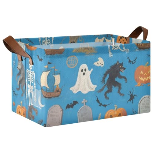 KLL Halloween-Elemente, Aufbewahrungskorb mit Griffen, faltbarer Schrank-Organizer für Regale für Schrank, Regal, Kommode, 2 Stück KLL Halloween-Elemente, Aufbewahrungskorb mit Griffen, faltbarer Schrank-Organizer für Regale für Schrank, Regal, Kommode, 2 Stück von KLL