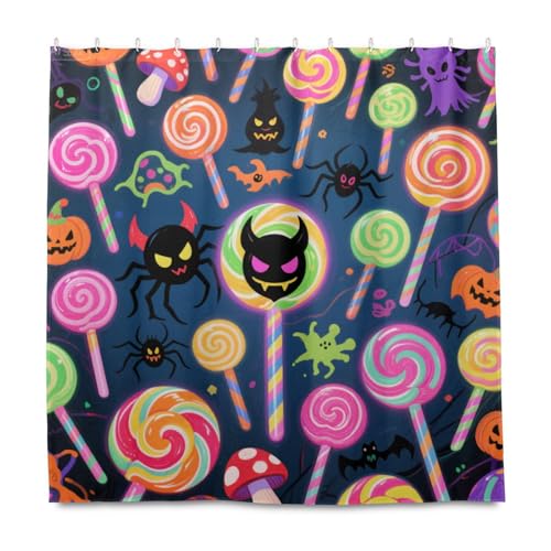 KLL Happy Halloween Bunte Süßigkeitengeister, dekorative wasserdichte Vorhänge für das Badezimmer mit Haken, Polyesterfüllung, maschinenwaschbar, Duschvorhangeinlagen für Zuhause, Bad, Herbst KLL Happy Halloween Bunte Süßigkeitengeister, dekorative wasserdichte Vorhänge für das Badezimmer mit Haken, Polyesterfüllung, maschinenwaschbar, Duschvorhangeinlagen für Zuhause, Bad, Herbst von KLL
