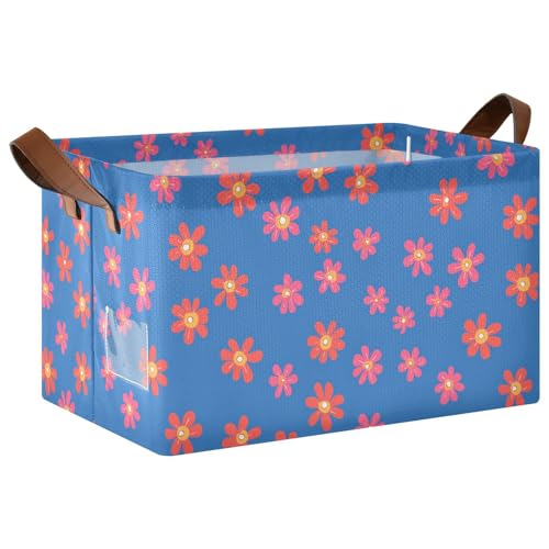 KLL Kleine Aufbewahrungskörbe aus Stoff, Korallenblumen, blauer Hintergrund, stabiler Organizer mit Griffen, faltbare Würfel für Schrank, Organizer, Regal, Schrank, Bücherregal, 2 Stück KLL Kleine Aufbewahrungskörbe aus Stoff, Korallenblumen, blauer Hintergrund, stabiler Organizer mit Griffen, faltbare Würfel für Schrank, Organizer, Regal, Schrank, Bücherregal, 2 Stück von KLL