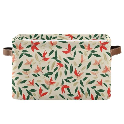 KLL Kleine Aufbewahrungskörbe mit roten Blumen und grünen Blättern, faltbare und wasserdichte Aufbewahrungsbox mit stabilem Griff, extra groß, extra groß, 2 Stück KLL Kleine Aufbewahrungskörbe mit roten Blumen und grünen Blättern, faltbare und wasserdichte Aufbewahrungsbox mit stabilem Griff, extra groß, extra groß, 2 Stück von KLL