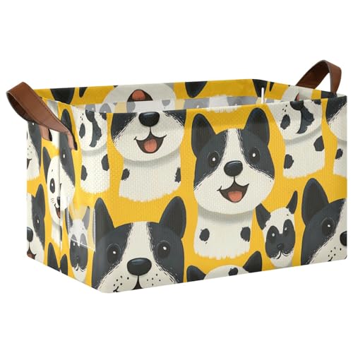 KLL Kleine Cartoon-Aufbewahrungskörbe mit niedlichen Hunden, Kritzeleien, große Aufbewahrungskörbe und Korb mit Griffen, stabiler Schrank-Organizer für Regale, Schrank, 2 Stück KLL Kleine Cartoon-Aufbewahrungskörbe mit niedlichen Hunden, Kritzeleien, große Aufbewahrungskörbe und Korb mit Griffen, stabiler Schrank-Organizer für Regale, Schrank, 2 Stück von KLL