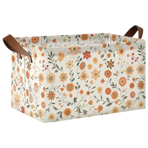KLL Kleine dekorative Körbe mit Blumenmuster, würfelförmig, mit Griffen, faltbar, Schrank-Organizer für Regale für Kleider-Organizer und Aufbewahrung, 2 Stück KLL Kleine dekorative Körbe mit Blumenmuster, würfelförmig, mit Griffen, faltbar, Schrank-Organizer für Regale für Kleider-Organizer und Aufbewahrung, 2 Stück von KLL