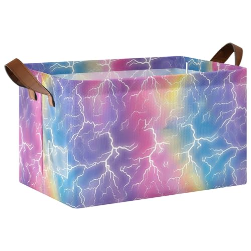 KLL Lightning Bolts Aufbewahrungskorb in Regenbogenfarben, mit Griffen, großer Schrank-Organizer für Kleider-Organizer und Aufbewahrung, 2 Stück KLL Lightning Bolts Aufbewahrungskorb in Regenbogenfarben, mit Griffen, großer Schrank-Organizer für Kleider-Organizer und Aufbewahrung, 2 Stück von KLL