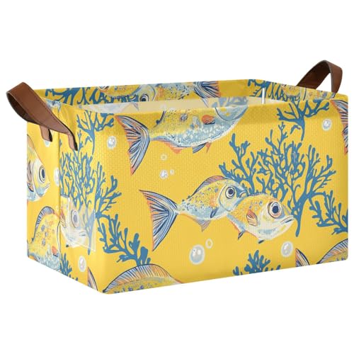 KLL Lustige Pompano-Fische, gelbe große Aufbewahrungskörbe, Heim-Organizer mit Griffen, Schrank-Organizer für Schrank, Stoff, Spielzeug, Geschenk, 2 Stück KLL Lustige Pompano-Fische, gelbe große Aufbewahrungskörbe, Heim-Organizer mit Griffen, Schrank-Organizer für Schrank, Stoff, Spielzeug, Geschenk, 2 Stück von KLL