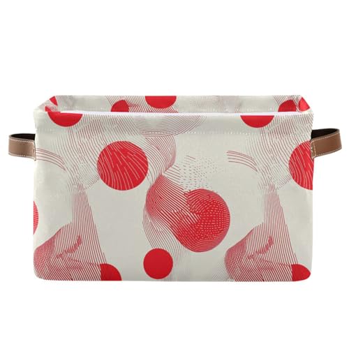 KLL Minimalistische, moderne rote runde Linien-Aufbewahrungskörbe, zusammenklappbar und wasserdicht, faltbare Aufbewahrungskörbe mit stabilem Griff, mittelgroß, 2 Stück für Badezimmer und Bücher KLL Minimalistische, moderne rote runde Linien-Aufbewahrungskörbe, zusammenklappbar und wasserdicht, faltbare Aufbewahrungskörbe mit stabilem Griff, mittelgroß, 2 Stück für Badezimmer und Bücher von KLL