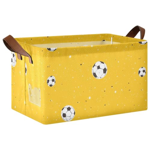 KLL Minimalistische Regalkörbe mit Fußball-Muster, dekorative Aufbewahrungskörbe mit Griffen, Behälter für Schrank, Regal, Kommode, 2 Stück KLL Minimalistische Regalkörbe mit Fußball-Muster, dekorative Aufbewahrungskörbe mit Griffen, Behälter für Schrank, Regal, Kommode, 2 Stück von KLL
