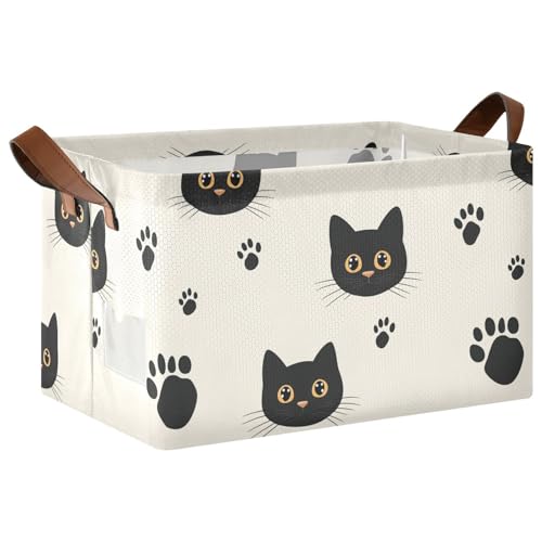 KLL Minimalistische schwarze Katzen-Regalkörbe, Aufbewahrungskörbe mit Griffen, Stoff-Schrank-Organizer für Spielzeug, Bücher und Kleidung, Wohnzimmer, 2 Stück KLL Minimalistische schwarze Katzen-Regalkörbe, Aufbewahrungskörbe mit Griffen, Stoff-Schrank-Organizer für Spielzeug, Bücher und Kleidung, Wohnzimmer, 2 Stück von KLL
