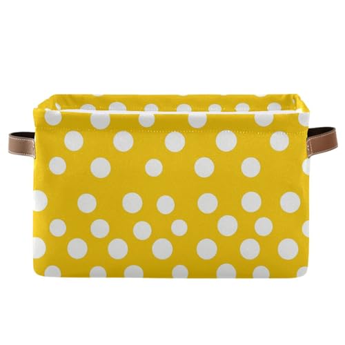 KLL Moderne Aufbewahrungskörbe mit weißen runden Punkten, gelben und faltbaren und wasserdichten Körben für Aufbewahrungsbehälter mit stabilem Griff, Zubehör für Spielzeug, Spielzeug, Baby, 2 Stück KLL Moderne Aufbewahrungskörbe mit weißen runden Punkten, gelben und faltbaren und wasserdichten Körben für Aufbewahrungsbehälter mit stabilem Griff, Zubehör für Spielzeug, Spielzeug, Baby, 2 Stück von KLL