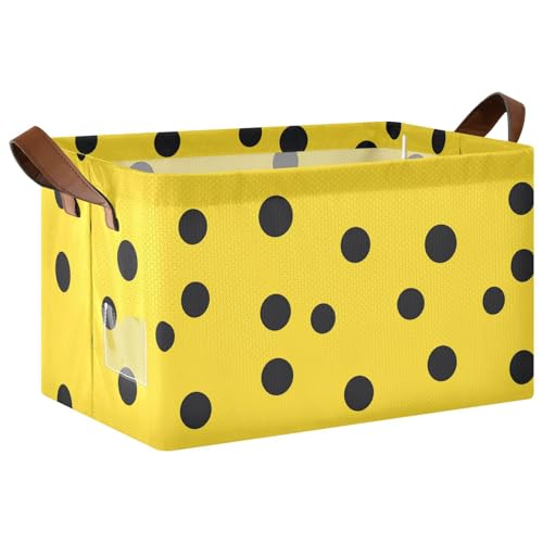 KLL Moderne schwarze runde Punkte, gelbe große Aufbewahrungsboxen, Körbe, Organizer mit Griffen, großer dekorativer Organizer für Regale, Schränke, Schubladen, 2 Stück KLL Moderne schwarze runde Punkte, gelbe große Aufbewahrungsboxen, Körbe, Organizer mit Griffen, großer dekorativer Organizer für Regale, Schränke, Schubladen, 2 Stück von KLL