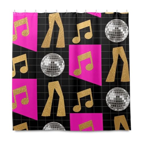 KLL Neon-Musik-Glitzer, dekorativ, wasserdichtes Material, Badvorhang mit Haken, Polyester, waschbar, großer Vorhang für Zuhause, Bad, Herbst, Dekoration, Halloween-Dekoration, 183 x 183 cm KLL Neon-Musik-Glitzer, dekorativ, wasserdichtes Material, Badvorhang mit Haken, Polyester, waschbar, großer Vorhang für Zuhause, Bad, Herbst, Dekoration, Halloween-Dekoration, 183 x 183 cm von KLL