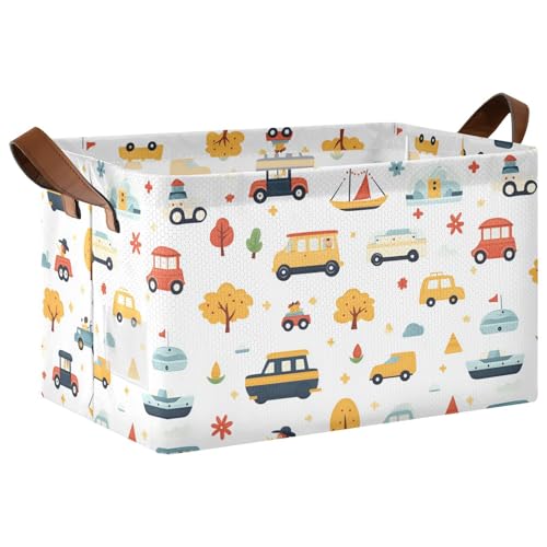 KLL Niedliche Cartoon-Autos, gelbe Körbe, Aufbewahrungsbehälter mit Griffen, Stoffwürfel für Regale, Schubladen, Schreibtischschrank, Spielzimmer, Klassenzimmer, Büro, 2 Stück KLL Niedliche Cartoon-Autos, gelbe Körbe, Aufbewahrungsbehälter mit Griffen, Stoffwürfel für Regale, Schubladen, Schreibtischschrank, Spielzimmer, Klassenzimmer, Büro, 2 Stück von KLL