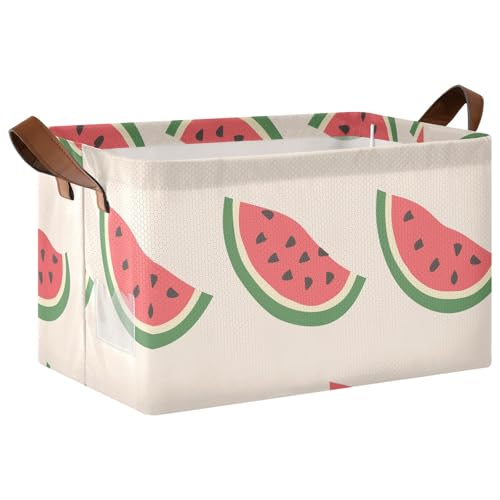 KLL Niedliche Cartoon-Wassermelonen-Sommer-Aufbewahrungsboxen, Körbe, Aufbewahrungswürfel, Korb mit Griffen, Würfel-Organizer für die Organisation von Schrank, Regal, Kinderzimmer, Spielzeug, 2 Stück von KLL