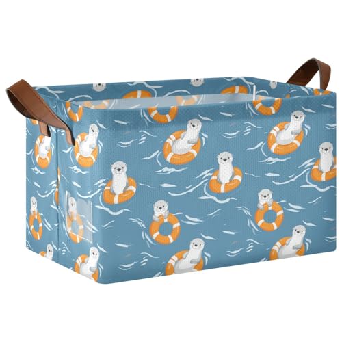 KLL Niedliche Ottertiere, blaue Ozeanwürfel, Aufbewahrungskörbe, Aufbewahrungskörbe und Korb mit Griffen, Stoffwürfel für Regale, Schrank, 2 Stück KLL Niedliche Ottertiere, blaue Ozeanwürfel, Aufbewahrungskörbe, Aufbewahrungskörbe und Korb mit Griffen, Stoffwürfel für Regale, Schrank, 2 Stück von KLL