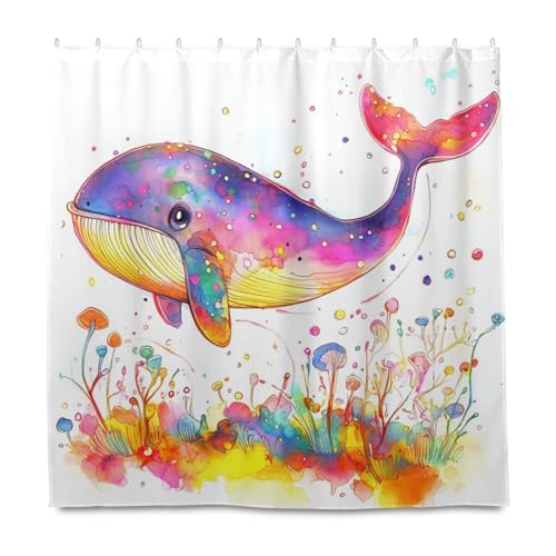 KLL Niedlicher Wal dekorative wasserdichte Badezimmer-Vorhänge mit Haken, Polyester, maschinenwaschbar, Duschvorhang, Auskleidung für komplettes Badezimmer, Herbstdekoration, Halloween-Dekoration, 183 KLL Niedlicher Wal dekorative wasserdichte Badezimmer-Vorhänge mit Haken, Polyester, maschinenwaschbar, Duschvorhang, Auskleidung für komplettes Badezimmer, Herbstdekoration, Halloween-Dekoration, 183 von KLL