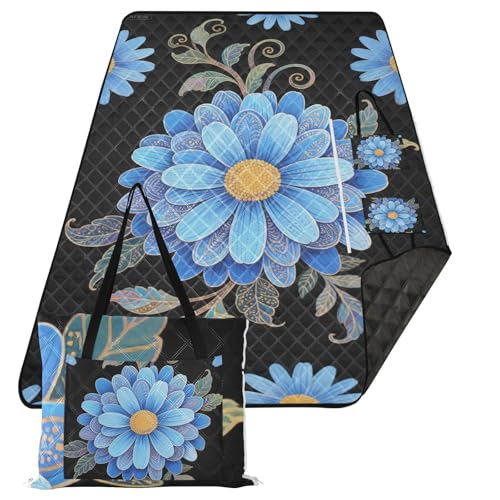 KLL Picknickdecke im Bohemian-Stil, blaue Gänseblümchen, wasserdicht, für Camping, Party, Strand, Decken, wasserdicht, sanddicht, für Familie, Paare, Geschenk, Teppich, Para, Picknick KLL Picknickdecke im Bohemian-Stil, blaue Gänseblümchen, wasserdicht, für Camping, Party, Strand, Decken, wasserdicht, sanddicht, für Familie, Paare, Geschenk, Teppich, Para, Picknick von KLL