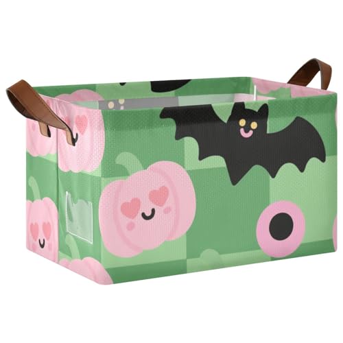 KLL Pinke Halloween-Kürbiskörbe, würfelförmige Aufbewahrungsbehälter mit Griffen, faltbarer Schrank-Organizer für Regale für Schrank, Regal, Kommode, 2 Stück KLL Pinke Halloween-Kürbiskörbe, würfelförmige Aufbewahrungsbehälter mit Griffen, faltbarer Schrank-Organizer für Regale für Schrank, Regal, Kommode, 2 Stück von KLL