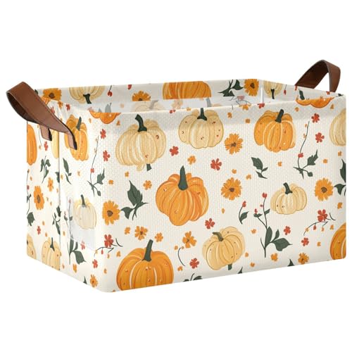 KLL Pumkin Stoff-Aufbewahrungskörbe im Landhausstil, Cartoon-Stil, Schrank-Aufbewahrungskörbe mit Griffen, Stoffwürfel, Organizer für Organisation, Regal, Kleidung, Zuhause, Büro, 2 Stück KLL Pumkin Stoff-Aufbewahrungskörbe im Landhausstil, Cartoon-Stil, Schrank-Aufbewahrungskörbe mit Griffen, Stoffwürfel, Organizer für Organisation, Regal, Kleidung, Zuhause, Büro, 2 Stück von KLL