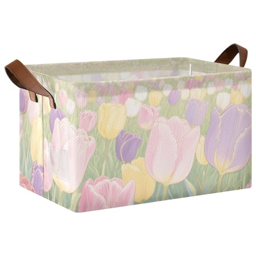 KLL Rechteckige Aufbewahrungskörbe mit Frühlingsblumen, Aufbewahrungskörbe und Korb mit Griffen, Würfel-Organizer für Schrank, Regal, Kommode, 2 Stück KLL Rechteckige Aufbewahrungskörbe mit Frühlingsblumen, Aufbewahrungskörbe und Korb mit Griffen, Würfel-Organizer für Schrank, Regal, Kommode, 2 Stück von KLL