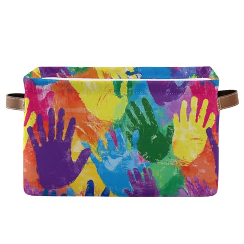 KLL Regenbogenfarbene Aufbewahrungskörbe für Handabdruck, zusammenklappbare und wasserdichte Körbe zum Organisieren mit stabilem Griff, 2er-Set für Schrank-Werkzeug KLL Regenbogenfarbene Aufbewahrungskörbe für Handabdruck, zusammenklappbare und wasserdichte Körbe zum Organisieren mit stabilem Griff, 2er-Set für Schrank-Werkzeug von KLL
