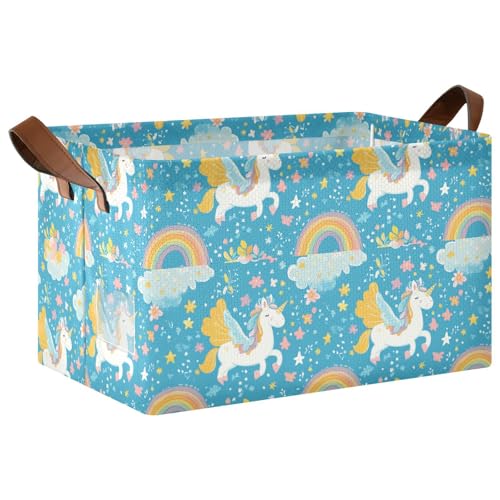 KLL Robuster Aufbewahrungskorb mit Cartoon-Einhörnern, Stoffkörbe mit Griffen, Stoffwürfel für Schrank, Organizer, Regal, Schrank, Bücherregal, 2 Stück KLL Robuster Aufbewahrungskorb mit Cartoon-Einhörnern, Stoffkörbe mit Griffen, Stoffwürfel für Schrank, Organizer, Regal, Schrank, Bücherregal, 2 Stück von KLL