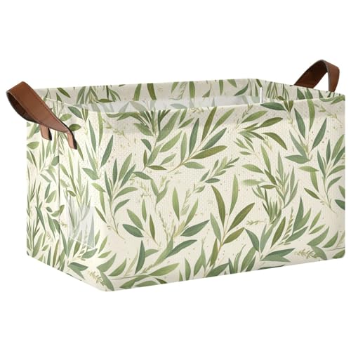 KLL Safari-Aufbewahrungsboxen mit Rosmarin-Blätter-Muster, Beige, große Aufbewahrungsboxen für Würfelaufbewahrung mit Griffen, großer Schrank-Organizer für Organisation, 2 Stück KLL Safari-Aufbewahrungsboxen mit Rosmarin-Blätter-Muster, Beige, große Aufbewahrungsboxen für Würfelaufbewahrung mit Griffen, großer Schrank-Organizer für Organisation, 2 Stück von KLL