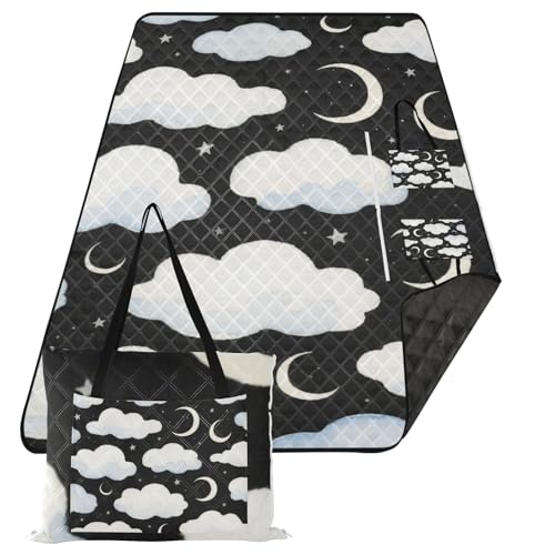 KLL Schwarze und weiße Wolken, Mond, wasserdichte Outdoor-Decke, sanddicht, Gras, Rasen, Decke für Familie, Frühlingsgeschenke, Mantas para dia de campo KLL Schwarze und weiße Wolken, Mond, wasserdichte Outdoor-Decke, sanddicht, Gras, Rasen, Decke für Familie, Frühlingsgeschenke, Mantas para dia de campo von KLL