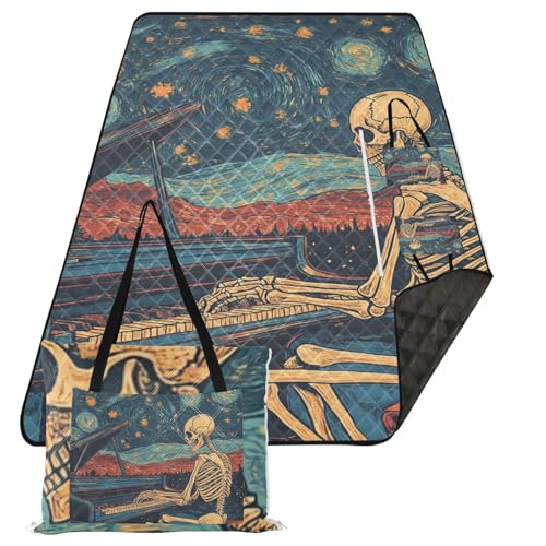 KLL Skelett spielen das Klavier Sternenhimmel, wasserdicht, Outdoor-Picknick-Matte, sandabweisend, Strand-Rasen-Decke für Outdoor-Menschen, Frühlingsgeschenke, Manta, Para Dia de Campo KLL Skelett spielen das Klavier Sternenhimmel, wasserdicht, Outdoor-Picknick-Matte, sandabweisend, Strand-Rasen-Decke für Outdoor-Menschen, Frühlingsgeschenke, Manta, Para Dia de Campo von KLL